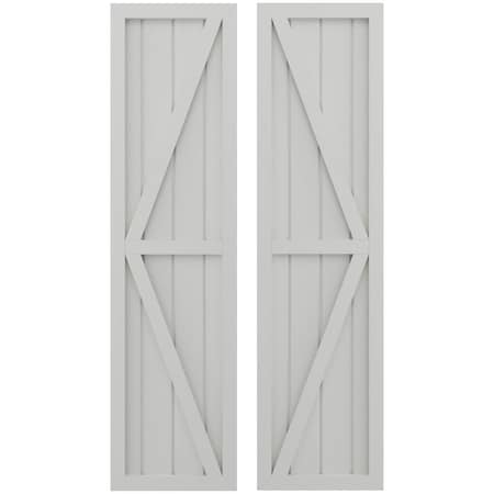 Americraft 4-Board Wood 2 Equal Panel Frmd Board-n-Batten Shutters W/ Dubl Z-Bar, ARW102BF414X82STH